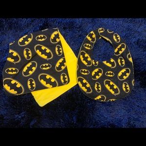 Handmade bib and burp cloth. Batman